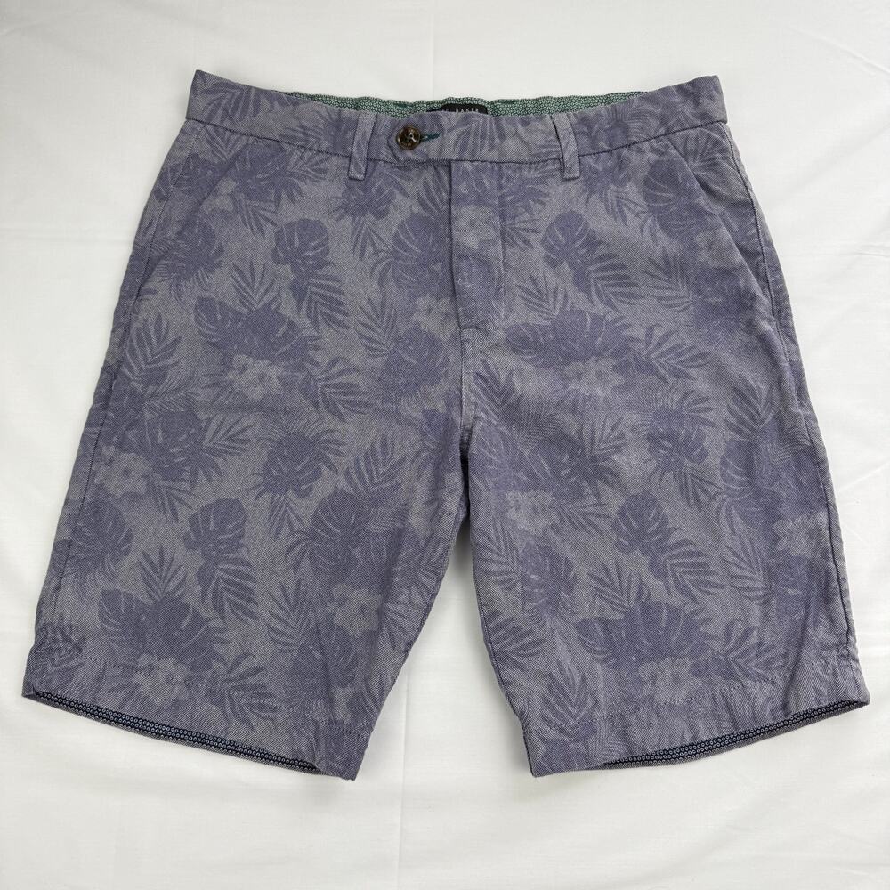 Ted Baker London Floral Tropical Chino Shorts Purple Preppy Cotton Mens Size 32